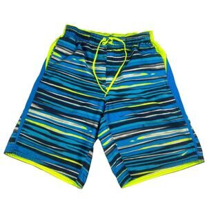 Nike Swim Trunks Neon Stripe Lined Shorts Pockets Mesh Men's Medium‎ Beach Pool